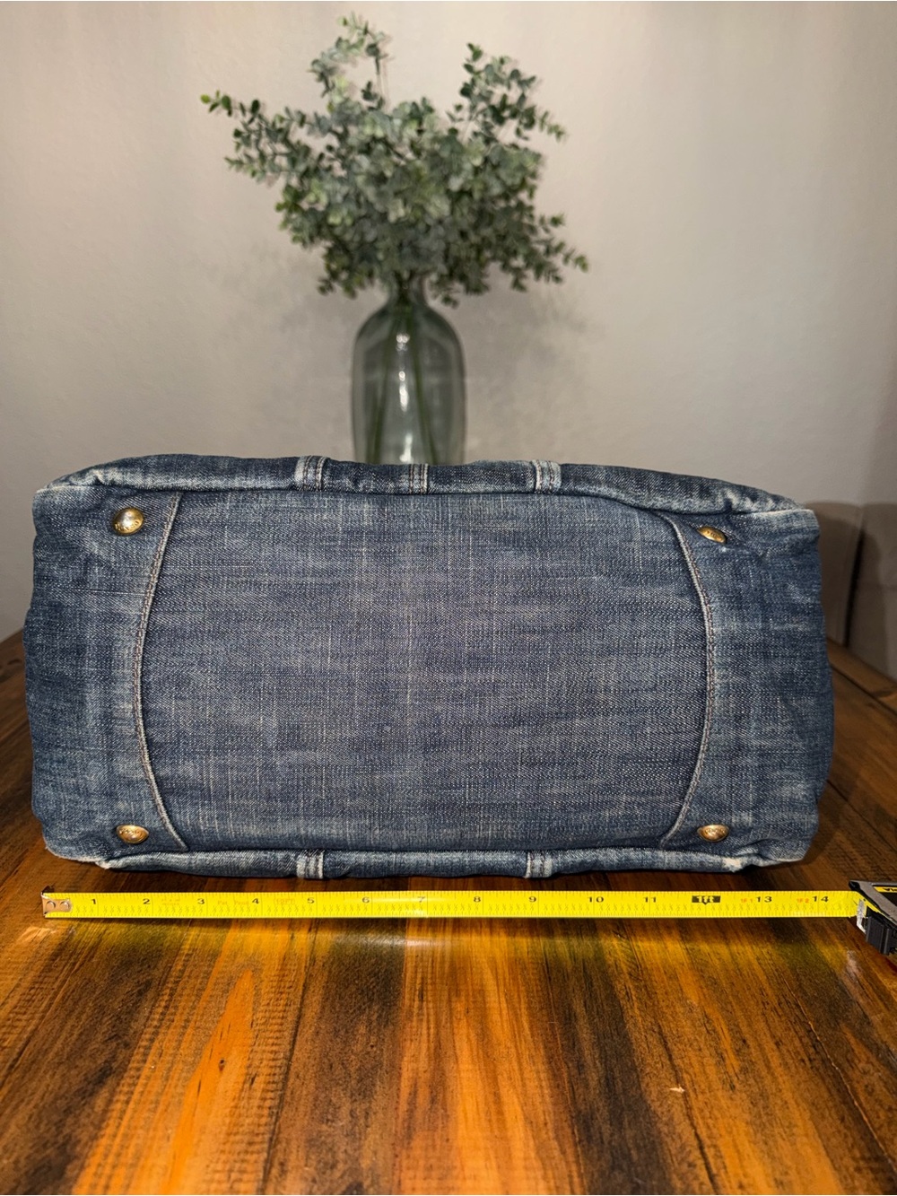 PRADA Denim & Vitello Leather Satchel - Picture 6 of 15